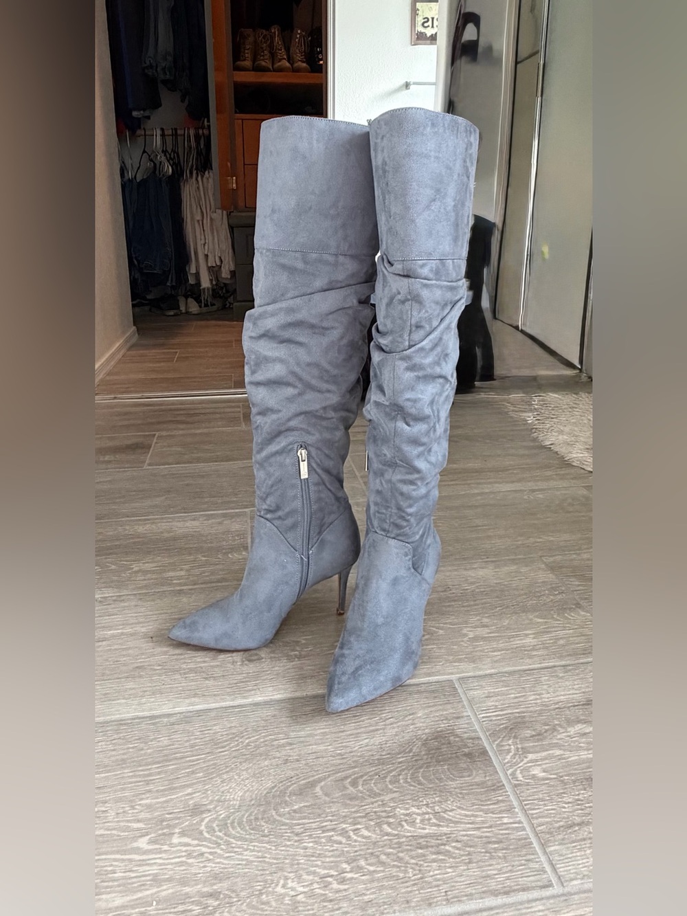 Jessica Simpson Sexy Light Dusty Blue Over-the-Knee Pointed-Toe Stiletto Boots